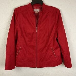 Women’s Tanjay Red Zip Up Faux Suede Jacket Size 14P